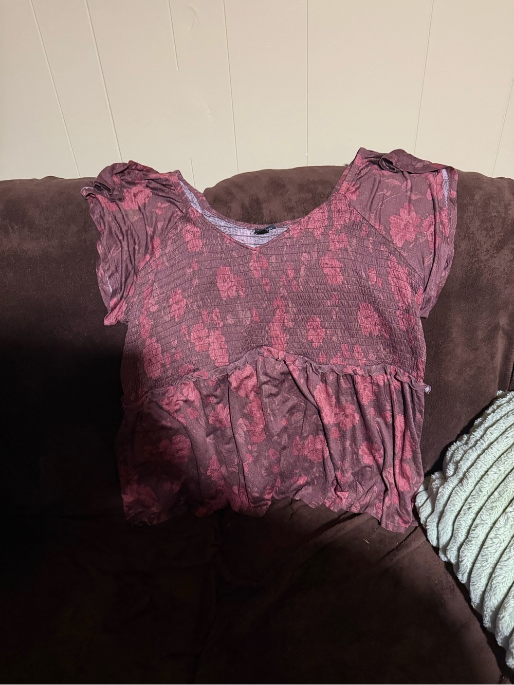 torrid Burgundy Pink Floral Short-Sleeve Peplum Top